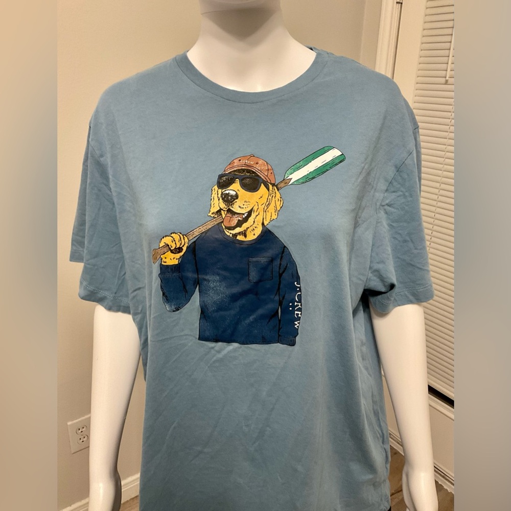 J. Crew Men T-shirt, short sleeves. size - XL with dog logo, blue-gray color.